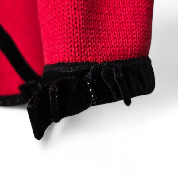 Vintage Lisa Nichols Knitted Cardigan Women's Velvet Strip Beaded Bow Accents M - Picture 4 of 6